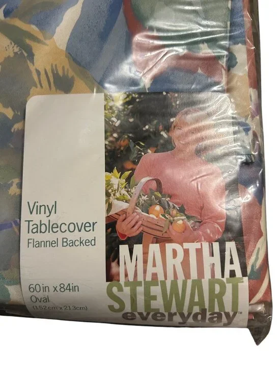 Martha Stewart Everyday Vinyl Tablecover Flannel Backed 60"x84" Oval Botanical P - Picture 2 of 4